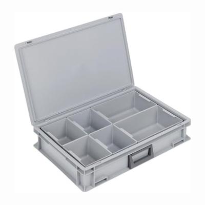 Lockweiler Kunststof koffer | L600xB400xH133 mm PP 1 greep | 6 inzetbakken+schuifsluiting | grijs 24 l | 1 stuk - BL-139224110118-3 BL-139224110118-3