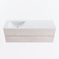 MONDIAZ VICA 140cm badmeubel onderkast Underlayment 2 lades. Wastafel CLOUD links 1 kraangat, kleur Talc. - thumbnail
