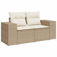 9-delige Loungeset met kussens poly rattan beige - thumbnail