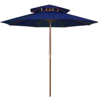 Parasol dubbeldekker met houten paal 270 cm blauw - thumbnail