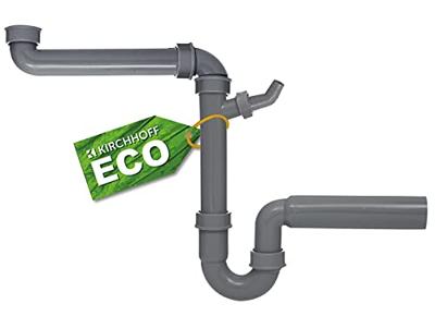 Kirchhoff ECO-SAVE Kunststof ruimtebesparende spoelbak buisvormige sifon, Grau, 1 1/2" H x 50 mm, met 3/4" apparaataansluiting - 98833649 - thumbnail