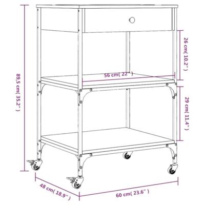 Keukentrolley 60x48x89,5 cm bewerkt hout grijs sonoma eiken