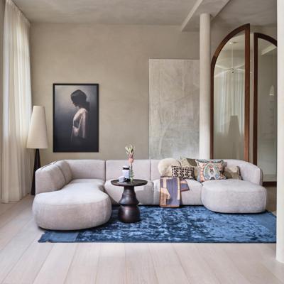 WOOOD Lounge U-Bank 'Polly' Links, Woven, kleur Zand WOOOD Lounge U-Bank 'Polly' Links, Woven, kleur Zand