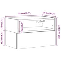 Nachtkastje wandgemonteerd 45x26x28,5 cm oud houtkleurig - thumbnail