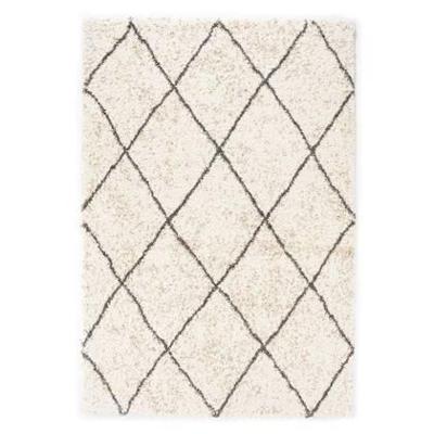 Boho&me Hoogpolig vloerkleed geruit Artisan - wit|grijs - 300x400 cm