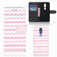 Nokia 7.1 Telefoon Hoesje Waves Roze - thumbnail