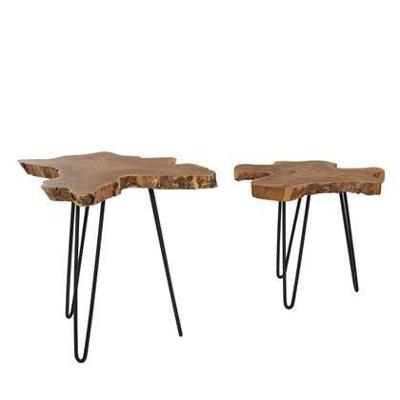 Beliani - CAMROSE - Salontafel - Donkere houtkleur - Teakhout