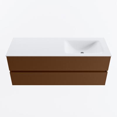 MONDIAZ VICA 130cm badmeubel onderkast Rust 2 lades. Wastafel CLOUD rechts 1 kraangat, kleur Talc.