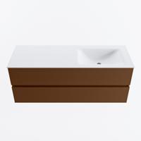 MONDIAZ VICA 130cm badmeubel onderkast Rust 2 lades. Wastafel CLOUD rechts 1 kraangat, kleur Talc. - thumbnail