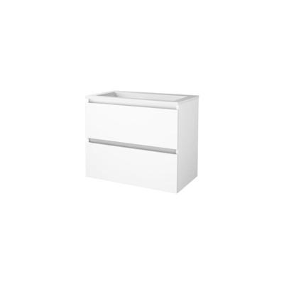 Basic-Line Start 46 Badkamermeubelset - 80 x 46 cm - Greeploos - 2 Lades - Acryl Wastafel - Zonder Kraangat - Ice White