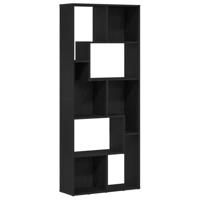 Boekenkast 67x24x161 cm bewerkt hout zwart eikenkleurig - thumbnail