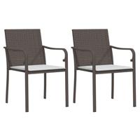 Tuinstoelen 4 st met kussens 56x59x84 cm poly rattan bruin - thumbnail