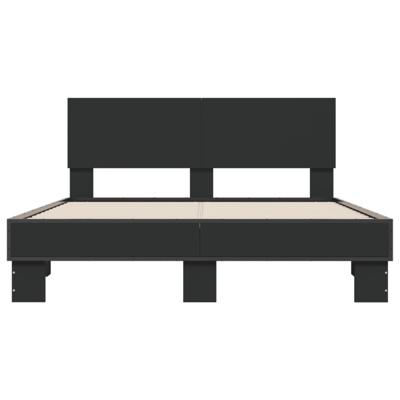 Bedframe bewerkt hout metaal zwart 135x190 cm