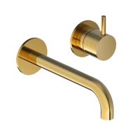 Inbouw Wastafelkraan Hotbath Cobber 18 cm Gebogen Uitloop 1-Hendel Geborsteld Messing PVD - thumbnail