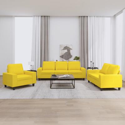 3-delige Loungeset stof lichtgeel
