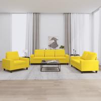 3-delige Loungeset stof lichtgeel - thumbnail