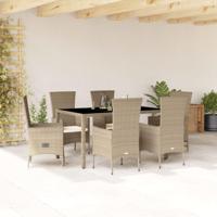 7-delige Tuinset met kussens poly rattan beige - thumbnail