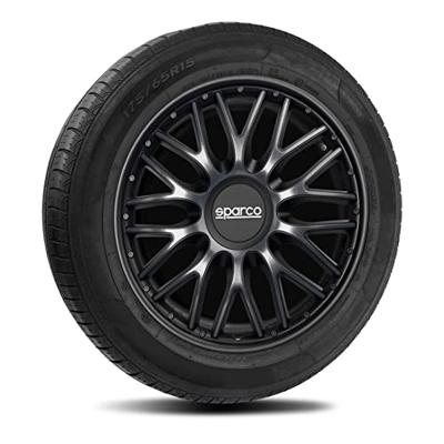 4-Delige Sparco Wieldoppenset Roma 16-inch grijs/zwart SP1696GRBK
