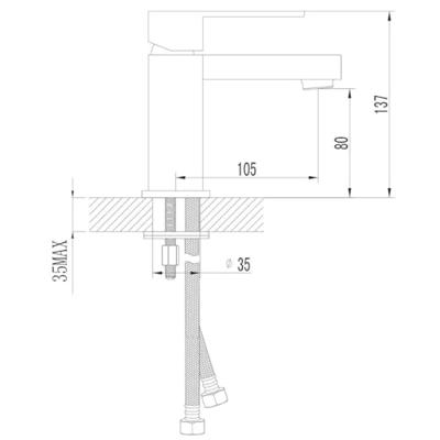 Wastafelmengkraan Sapho Latus 1-hendel Recht 13.7 cm Chroom Sapho