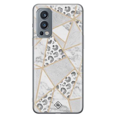 OnePlus Nord 2 hoesje siliconen - Stone & leopard print