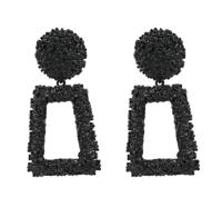 Metalen oorbellen eenvoudige geometrische reliëf bloemen oorbellen retro Fashion persoonlijkheid oorbellen (zwart) - thumbnail