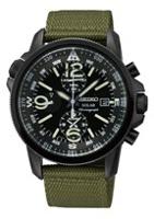 Horlogeband Seiko V172-0AL0-SSC137PC Leder/Textiel Groen - thumbnail