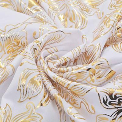 VidaXL Stoelhoezen 6 st recht stretch wit met gouden opdruk VidaXL Stoelhoezen 6 st recht stretch wit met gouden opdruk