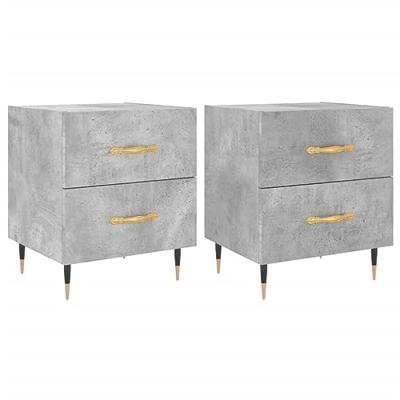 Nachtkastjes 2 st 40x35x47,5 cm bewerkt hout betongrijs