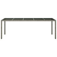 Tuintafel 250x100x75 cm gehard glas en poly rattan grijs - thumbnail