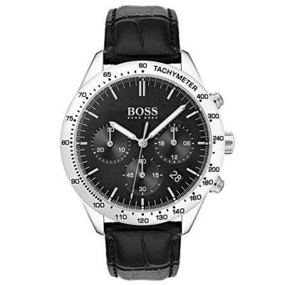 Boss Hugo Boss heren chronograaf zuurstof zwart lederen bandhorloge 42 mm