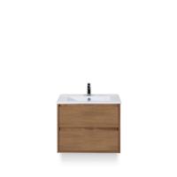 Porto Badmeubelset 70 cm - Honey - Keramische Wastafel Wit Slim - thumbnail