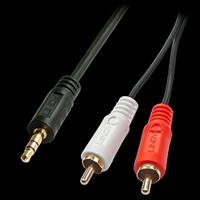 LINDY 35681 Cinch / Jackplug Audio Aansluitkabel [2x Cinch-stekker - 1x Jackplug male 3,5 mm] 2.00 m Zwart - thumbnail