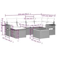 7-delige Loungeset met kussens poly rattan grijs - thumbnail