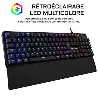 HET G-LAB Gaming Carbon mechanisch toetsenbord met achtergrondverlichting - Schakelaar Blues - Polssteun - FR