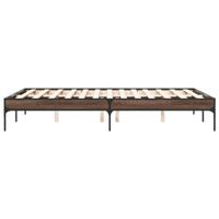 Bedframe bewerkt hout metaal bruin eikenkleur 135x190 cm - thumbnail