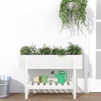 VidaXL Plantenbak verhoogd 101x30x69 cm massief grenenhout wit - thumbnail