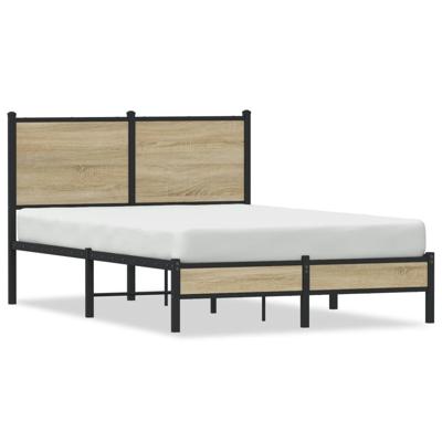 Bedframe met hoofdbord metaal sonoma eikenkleurig 120x200 cm