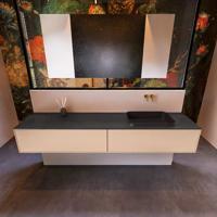 Badkamermeubelset Mondiaz Erin 200 cm met 2 Lades met RIDGE Wastafel Rechts Urban Zonder Kraangaten Greeploos Mat Rosee - thumbnail