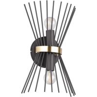 Zwart-Gouden LED Wandlamp met 2x E14 Fitting - Rond Metaal Design - thumbnail
