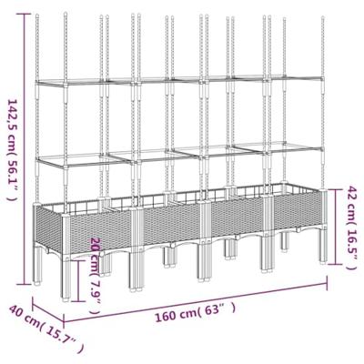 VidaXL Plantenbak met latwerk 160x40x142,5 cm polypropeen blauwgrijs