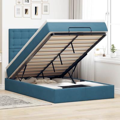 Ottoman bed met matrassen 90x200cm fluweel donkerblauw