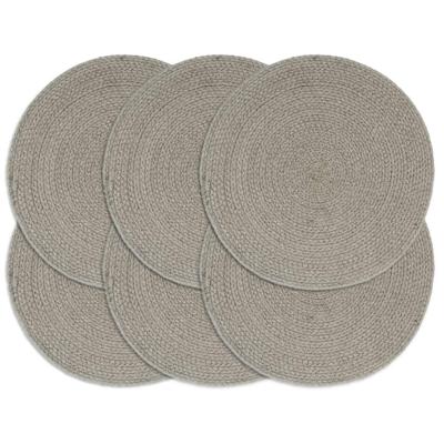 Placemats 6 st rond 38 cm katoen effen grijs Placemats 6 st rond 38 cm katoen effen grijs