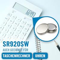 ABSINA SR920SW Horlogebatterij, 1,55 V, zilveroxide, verpakking van 10 stuks, knoopcel SR920SW, lekvrij en lange houdbaarheid, batterij SR920SW / LR921 / 371/370 / LR69 / AG6 - SR 920 SW horloges, - thumbnail