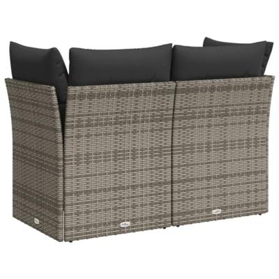 Tuinbank 2-zits met kussens poly rattan grijs Tuinbank 2-zits met kussens poly rattan grijs
