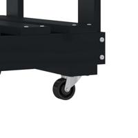 VidaXL Houtblokhouder met wielen 76,5x40x108 cm grenenhout zwart - thumbnail