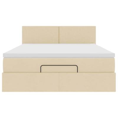 Bed met matras 140x190 cm stof crèmekleurig