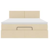 Bed met matras 140x190 cm stof crèmekleurig - thumbnail