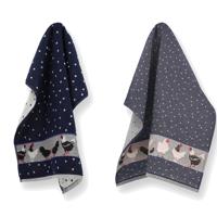 Bunzlau Castle Keuken- en theedoek set Chickens Donkerblauw - thumbnail