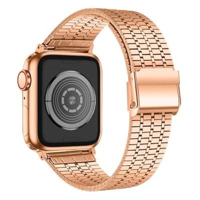 By Qubix - Metalen bandje - Rosé goud - Compatible met Apple watch 44mm / 45mm / 46mm / 49mm - Compatible Apple watch bandjes