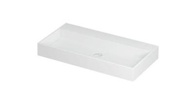 Wastafel United Porselein zonder kraangat incl. porseleinen click plug en verborgen overloop systeem 90 cm x 45 cm x 11 cm Mat wit 0206042